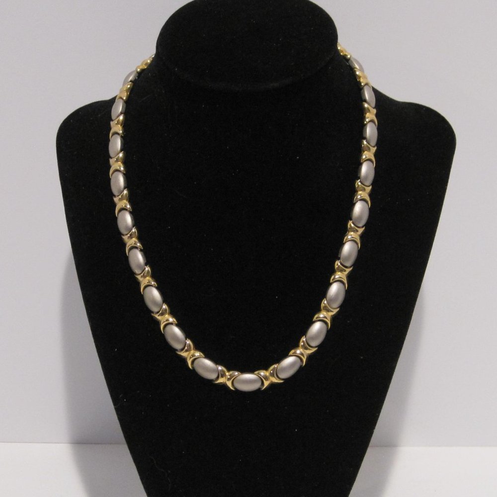 Short Necklace Dark Silver Gold Color Casual Fashion Piece Fold Over Clasp